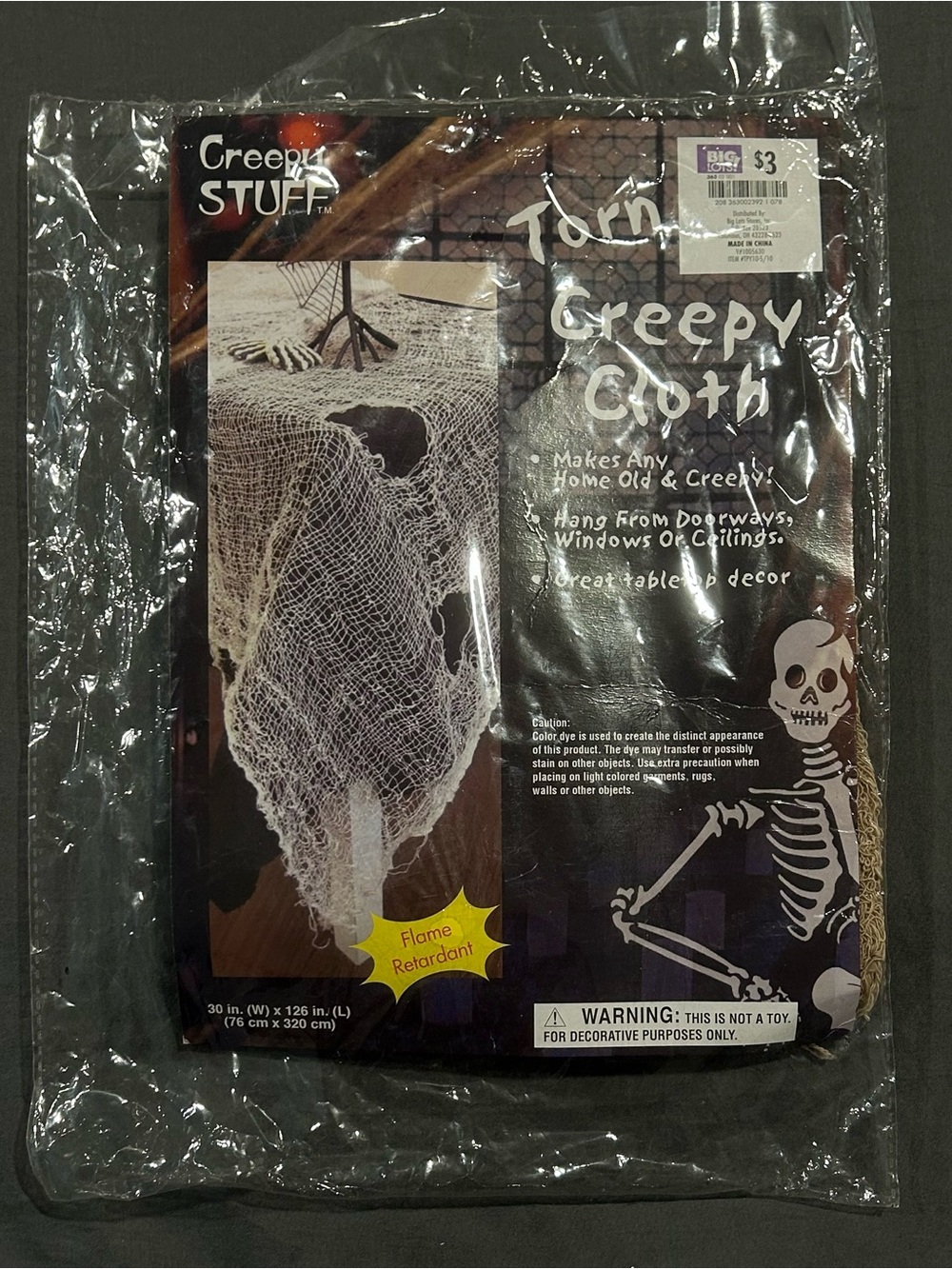 Vintage Creepy Stuff Beige Torn Creepy Cloth Halloween Decor